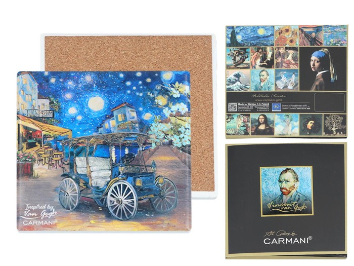 Carmani, podkładka ceramiczna pod kubek, okrągła -  inspirowana malarstwem VAN GOGHa