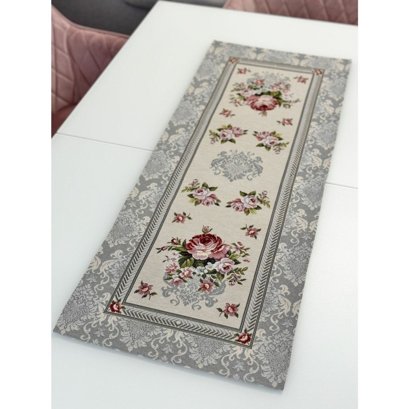 Bieżnik na stół z tkaniny gobelinowej(tkany maszynowo) RUNNER386GR-37x100 cm