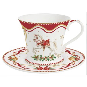 Easy Life/Nuova R2S, filiżanka 200ml ze spodkiem - CHRISTMAS IN EASY LIFE-POZZI