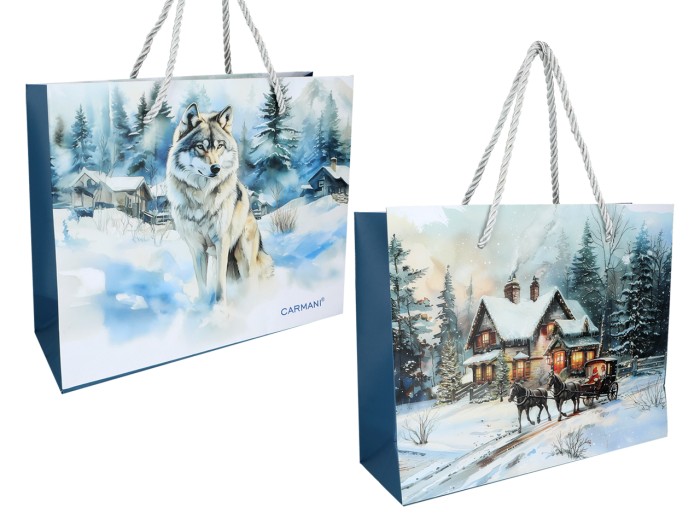 Carmani, papierowa torebka prezentowa do ok. 45x12x36cm - ZIMA WSZĘDZIE