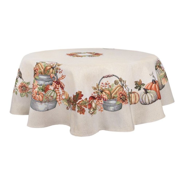 Obrus  z tkaniny gobelinowej(tkana maszynowo)  - ROUND1223-160D, śr.160cm