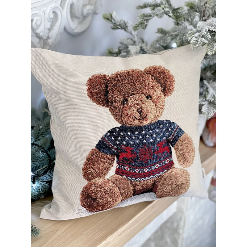 Poszewka na poduszkę z tkaniny gobelinowej(tkana maszynowo) - KISS MOUNTAINBEAR-NV1, 45x45cm