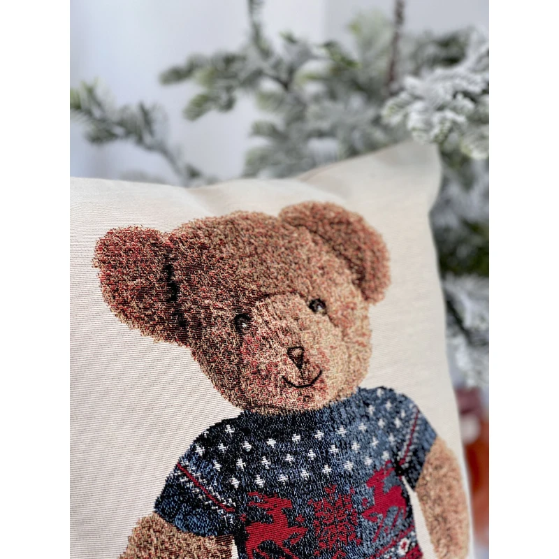 Poszewka na poduszkę z tkaniny gobelinowej(tkana maszynowo) - KISS MOUNTAINBEAR-NV1, 45x45cm