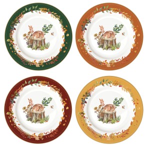 Easy Life/Nuova R2S, komplet talerzy deserowych z porcelany - AUTUMN FOREST DREAM, jesienny las