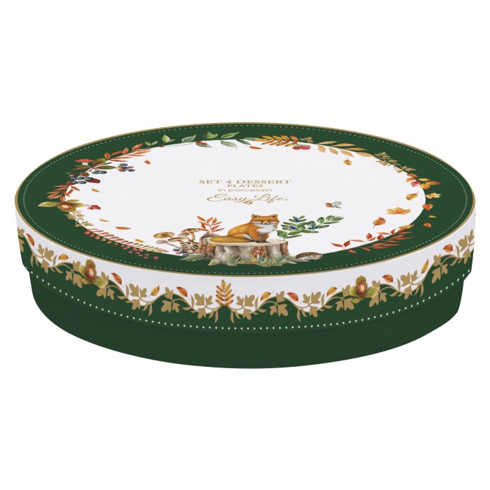 Easy Life/Nuova R2S, komplet talerzy deserowych z porcelany - AUTUMN FOREST DREAM, jesienny las