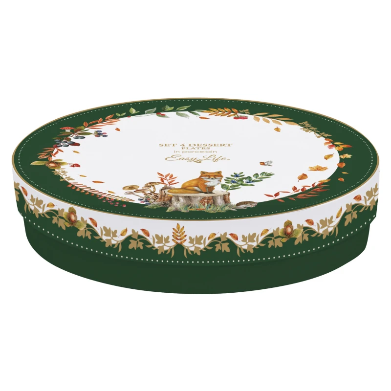 Easy Life/Nuova R2S, komplet talerzy deserowych z porcelany - AUTUMN FOREST DREAM, jesienny las