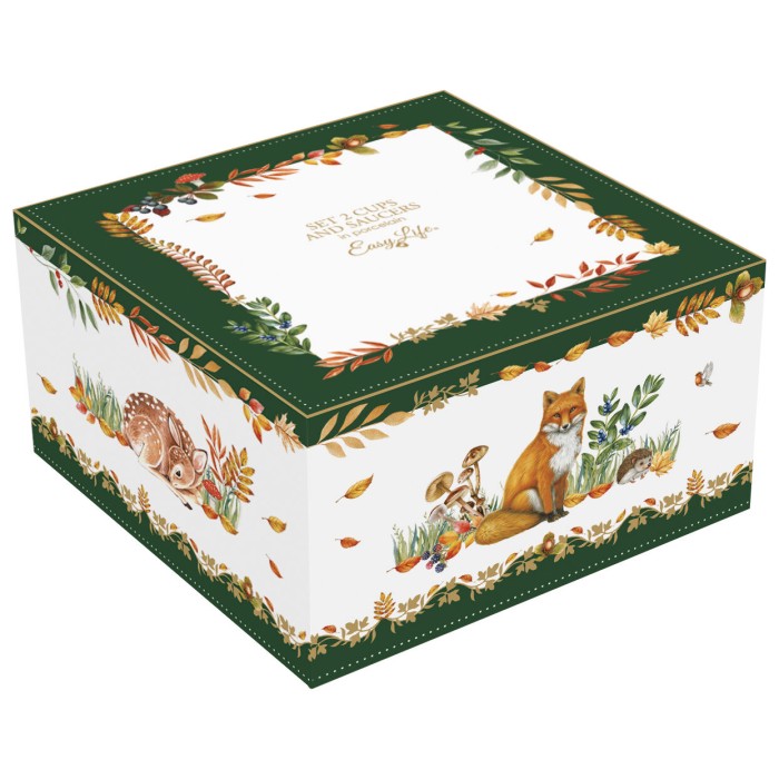 Easy Life/Nuova R2S, 2x filiżanka 240ml ze spodkiem - AUTUMN FOREST DREAM, jesienny las