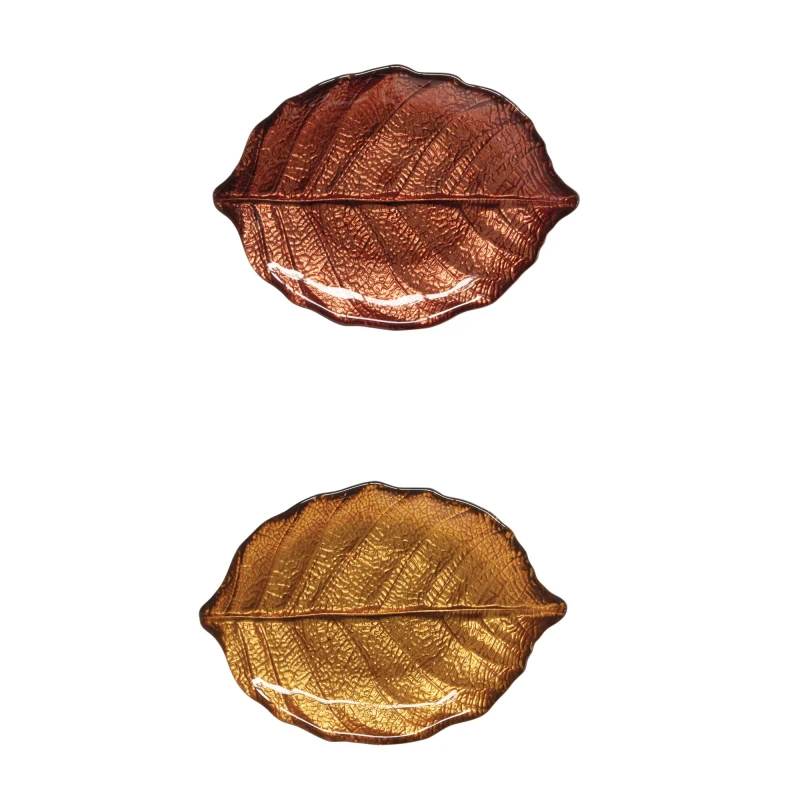Easy Life/Nuova R2S, zestaw - 2 szklane patery 20x14 cm - JESIENNE LIŚCIE