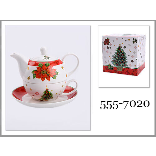Magnoble, zestaw t. ''Tea for One'': 220ml + 400ml - MERRY CHRISTMAS, gwiazda betlejemska z choinką