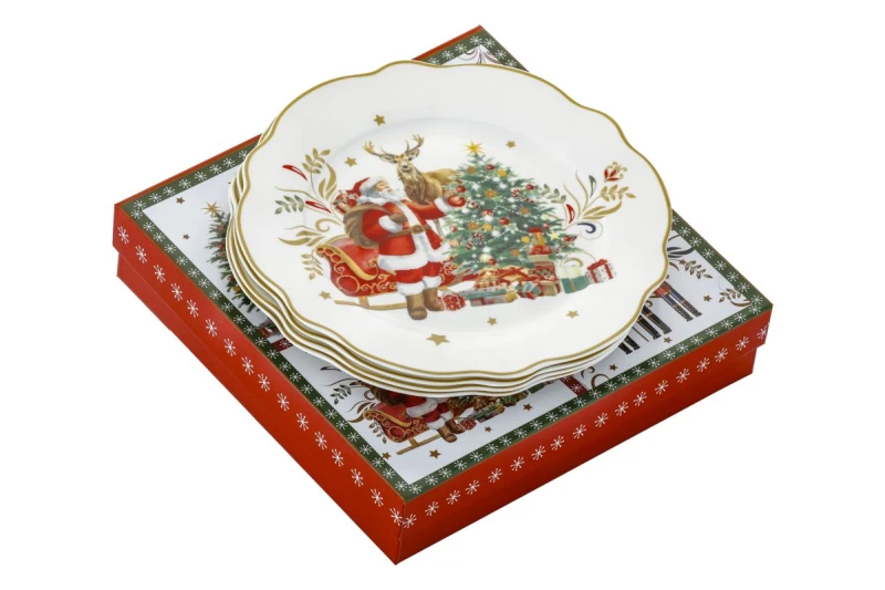 555-7184a.jpg - Magnoble, zestaw: 4x talerz deserowy 19cm - MERRY CHRISTMAS