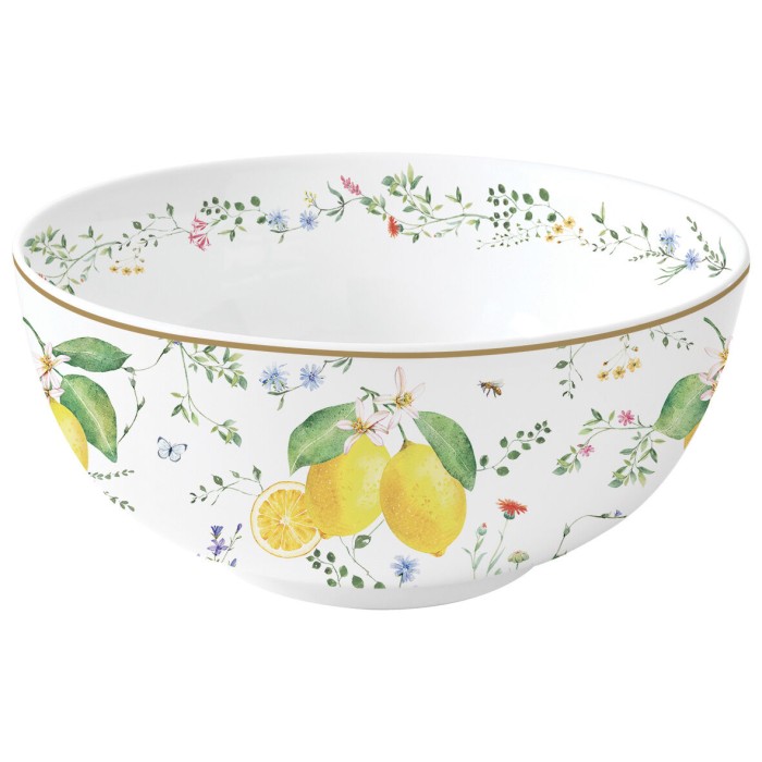 Easy Life/Nuova R2S, porcelanowa miseczka 23cm - FLEURS ET CITRONS, cytryny
