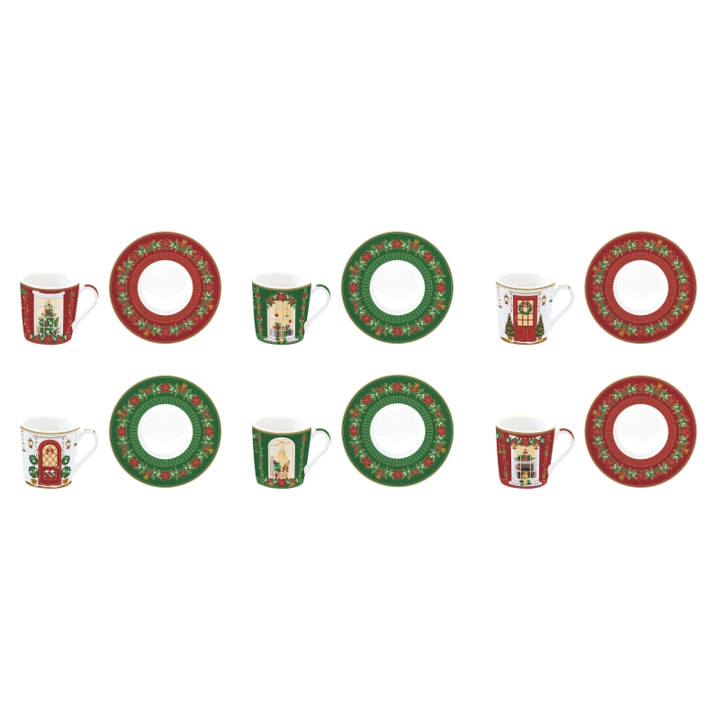 Easy Life/Nuova R2S, zestaw: 6x filiżanka-espresso 100ml + spodeczki - CHRISTMAS IN EASY LIFE-POZZI