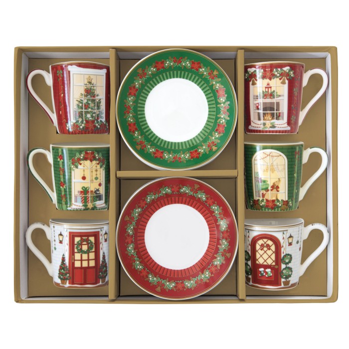Easy Life/Nuova R2S, zestaw: 6x filiżanka-espresso 100ml + spodeczki - CHRISTMAS IN EASY LIFE-POZZI