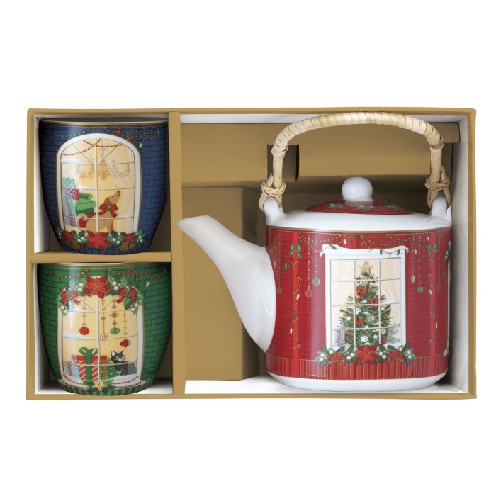 Czajnik 600 ml z zaparzaczem + 2 czarki 160 ml