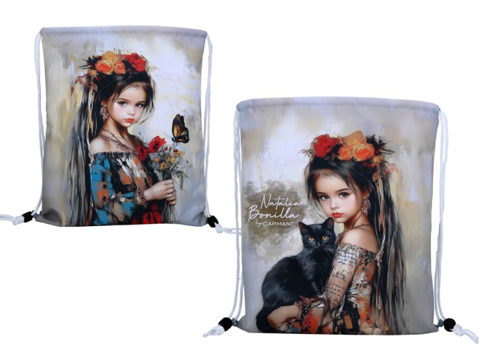 Carmani, worek na plecy 36x43cm - N. BONILLA/Kocie opowieści Luny