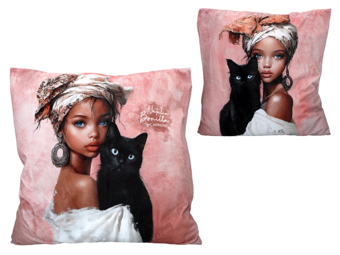 Carmani, poduszka z wypełnieniem i z suwakiem 50x50cm - N. BONILLA/Kocie opowieści Neli