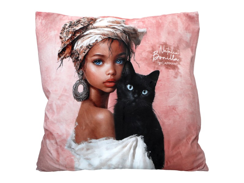 Carmani, poduszka z wypełnieniem i z suwakiem 50x50cm - N. BONILLA/Kocie opowieści Neli