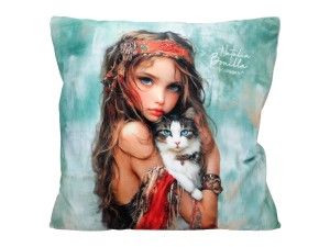 PoduszkCarmani, poduszka z wypełnieniem i z suwakiem 50x50cm - N. BONILLA/Kocie opowieści Clary