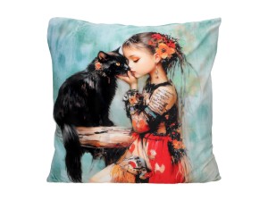 PoduszkCarmani, poduszka z wypełnieniem i z suwakiem 50x50cm - N. BONILLA/Kocie opowieści Clary