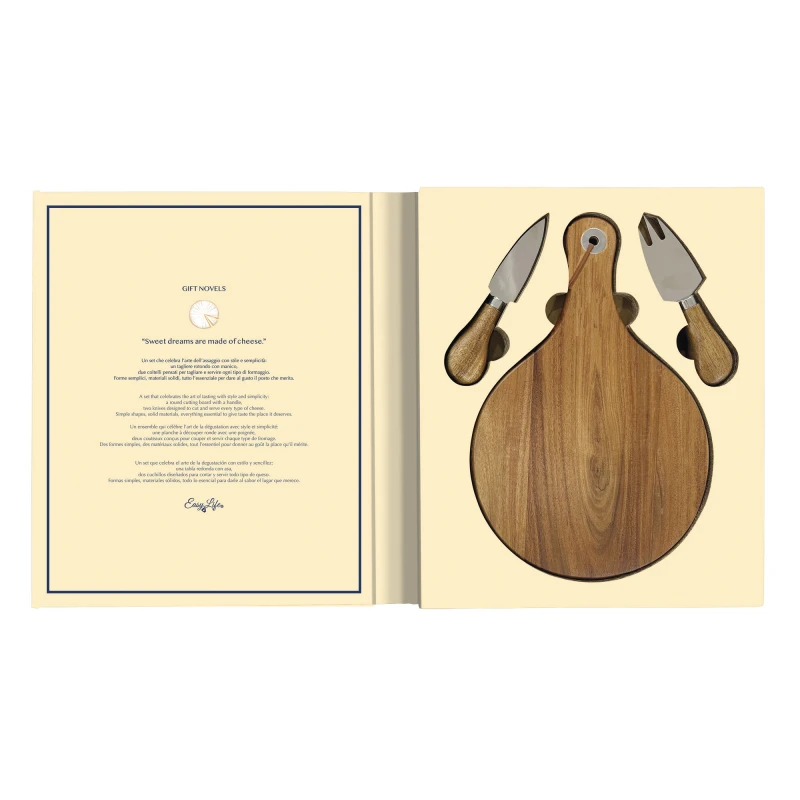 Easy Life/Nuova R2S, upominkowy zestaw do sera - 2 noże + deska - GIFT NOVELS