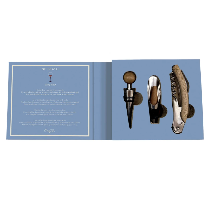 Easy Life/Nuova R2S, upominkowy zestaw do wina - korkociąg, korek, nalewak - GIFT NOVELS