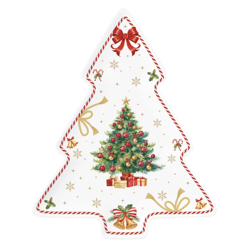 Easy Life/Nuova R2S, mała paterka-choinka z porcelany 14x11cm - CHRISTMAS IN EASY LIFE-POZZI