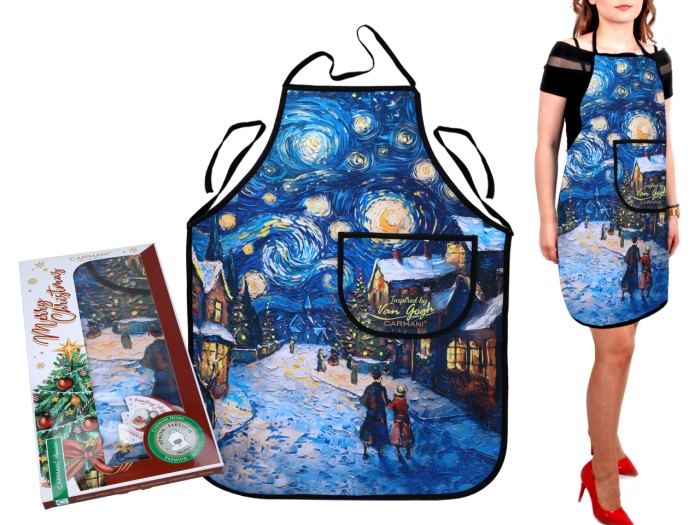 Carmani, fartuszek kuchenny - inspirowany malarstwem VAN GOGHa/Świąteczna noc pod gwiazdami