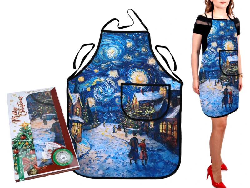 Carmani, fartuszek kuchenny - inspirowany malarstwem VAN GOGHa/Świąteczna noc pod gwiazdami