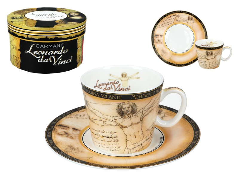 Carmani, filiżanka-espresso 90ml - LEONARDO DA VINCI/Człowiek Witruwiański
