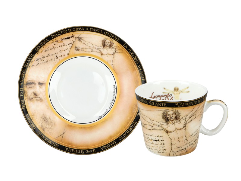 Carmani, filiżanka-espresso 90ml - LEONARDO DA VINCI/Człowiek Witruwiański