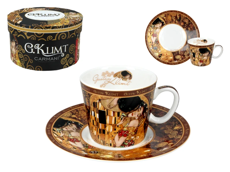 Carmani, filiżanka-espresso 90ml - GUSTAV KLIMT/Kiss, pocałunek