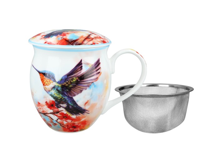 Carmani, kubek-nocniczek 430ml z zaparzaczem-sitkiem i przykrywką - KOLIBER