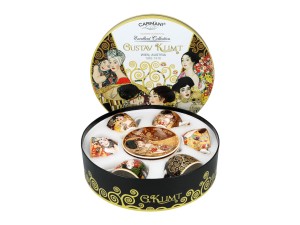 Carmani, kpl. 6 filiżanek-espresso 80ml w okrągłym pudełku - GUSTAV KLIMT, mix