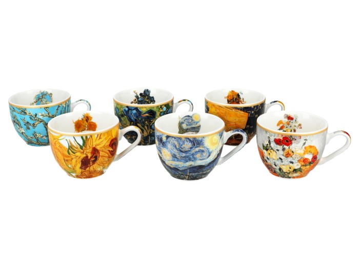 Carmani, kpl. 6 filiżanek 80ml w okrągłym pudełku - VAN GOGH, mix