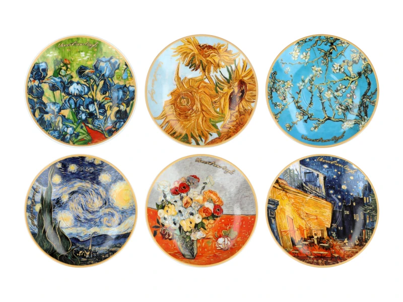 Carmani, kpl. 6 filiżanek 80ml w okrągłym pudełku - VAN GOGH, mix
