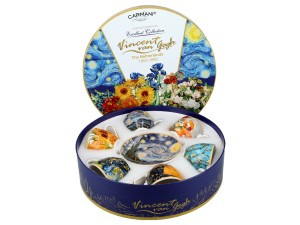Carmani, kpl. 6 filiżanek 80ml w okrągłym pudełku - VAN GOGH, mix