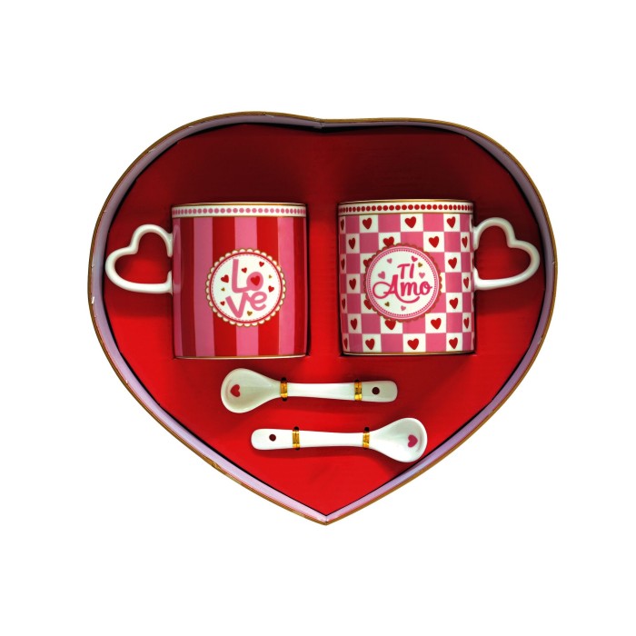 Easy Life/Nuova R2S, 2x kubek z łyżeczkami - YOU and ME/LOVE