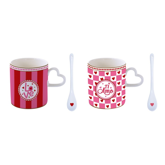 Easy Life/Nuova R2S, 2x kubek z łyżeczkami - YOU and ME/LOVE