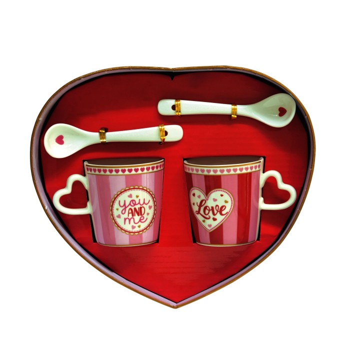 Easy Life/Nuova R2S, 2x filiżanka espresso z łyżeczkami - YOU and ME/LOVE