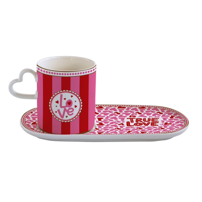 Easy Life/Nuova R2S, porcelanowy kubek 320ml z podstawkiem - YOU and ME/LOVE