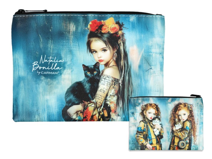 Carmani, kosmetyczka 21x15cm - N. BONILLA/Kocie opowieści Luny i Mii