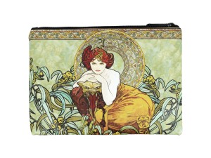 Carmani, kosmetyczka 21x15cm - ALFONS MUCHA/Topaz, Szmaragd