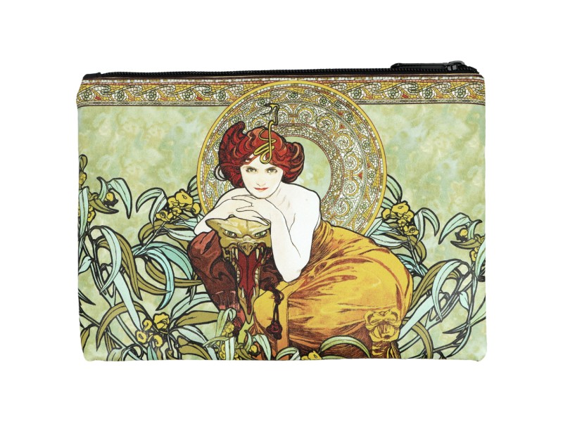 Carmani, kosmetyczka 21x15cm - ALFONS MUCHA/Topaz, Szmaragd