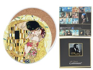 Carmani, podkładka ceramiczna pod kubek, okrągła -  G. KLIMT/KISS, pocałunek