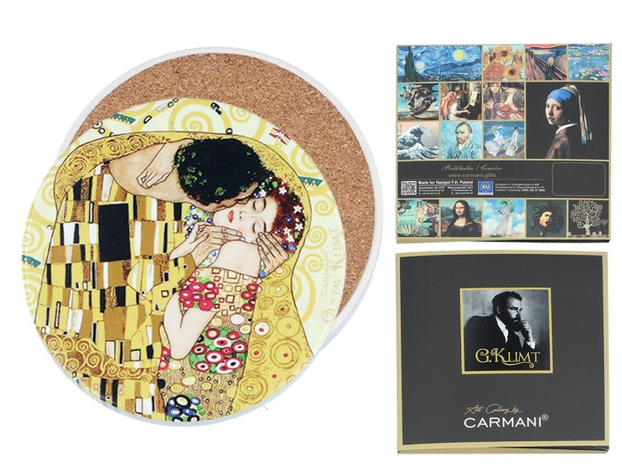 Carmani, podkładka ceramiczna pod kubek, okrągła -  G. KLIMT/KISS, pocałunek
