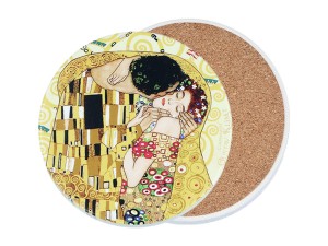 Carmani, podkładka ceramiczna pod kubek, okrągła -  G. KLIMT/KISS, pocałunek