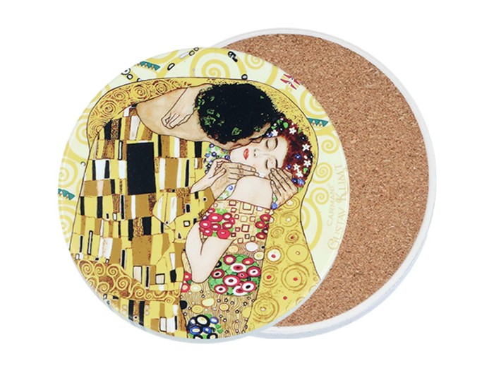 Carmani, podkładka ceramiczna pod kubek, okrągła -  G. KLIMT/KISS, pocałunek