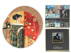 Carmani, podkładka ceramiczna pod kubek, okrągła -  motyw inspirowany G. KLIMT