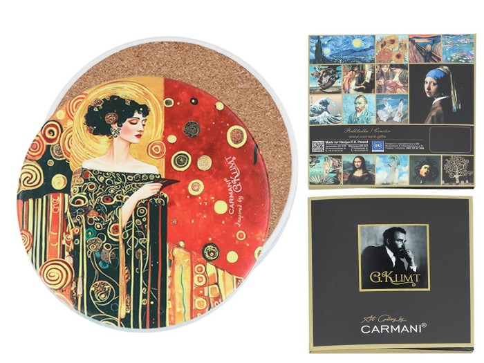 Carmani, podkładka ceramiczna pod kubek, okrągła -  motyw inspirowany G. KLIMT