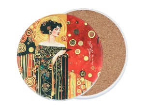 Carmani, podkładka ceramiczna pod kubek, okrągła -  motyw inspirowany G. KLIMT